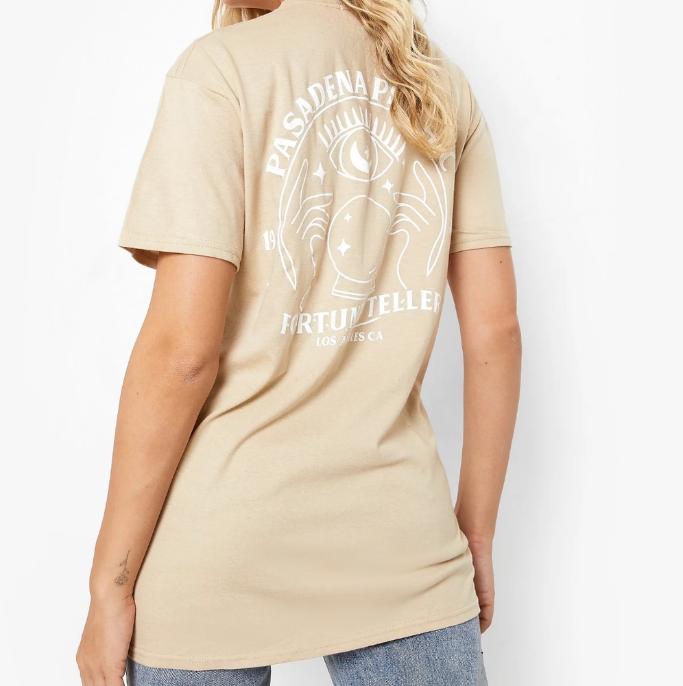 Sand Crew Neck Fortune Teller Graphic Tee